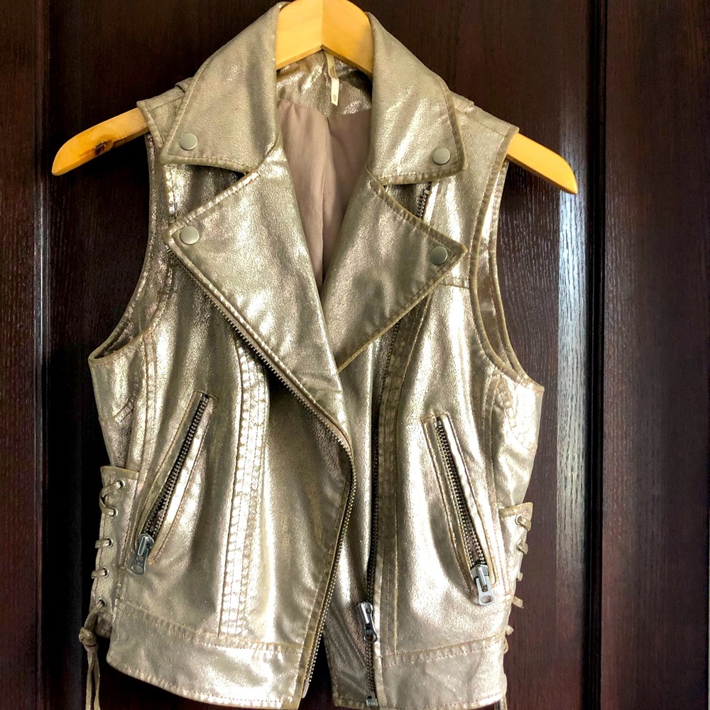 Free People metallic leather vest